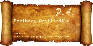 Perlberg Apollinár névjegykártya